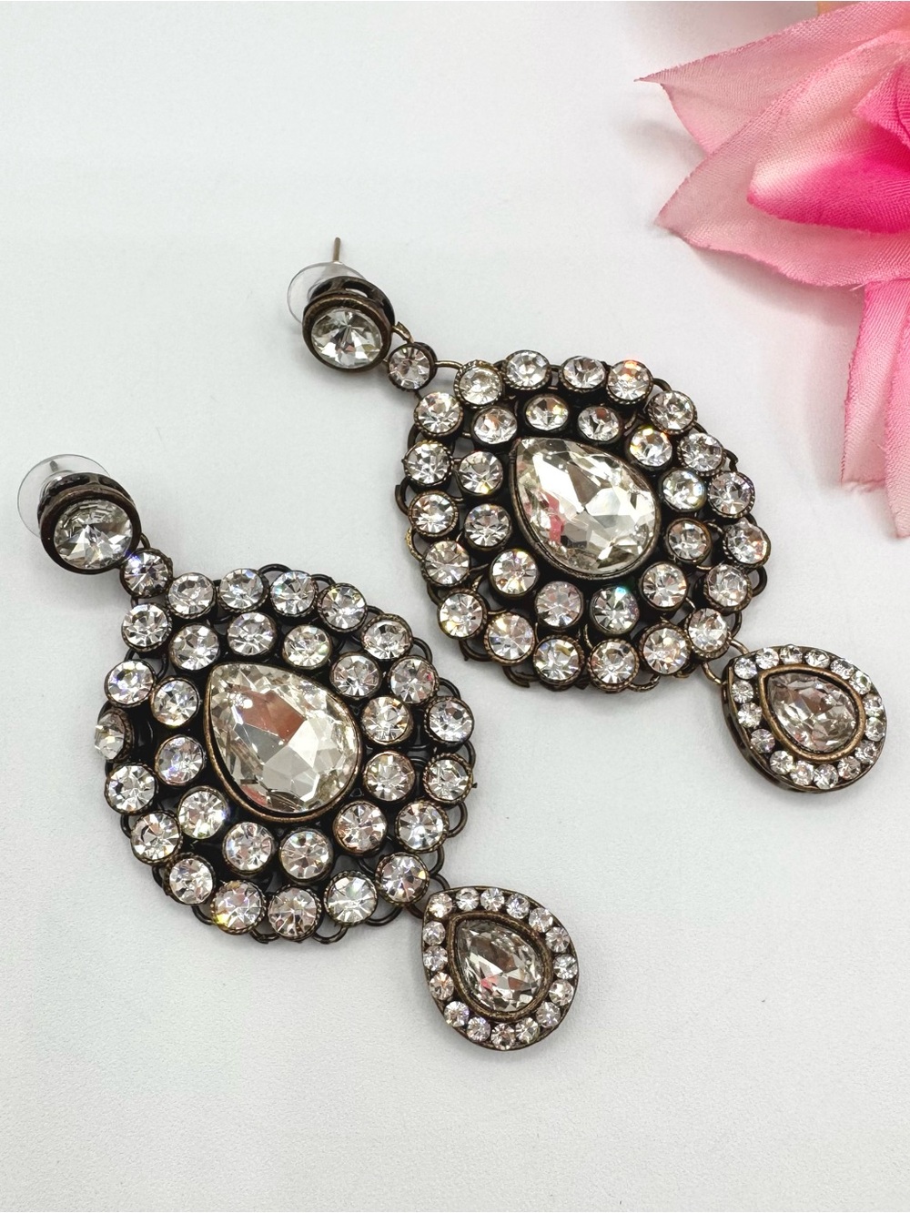 Bollywood Crystal Wedding Earrings Bridal Wedding Regal Regency Special Occasion